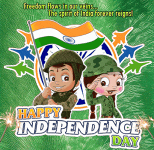 a poster that says happy independence day with a boy and girl