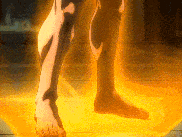 a person 's feet are shown in a cartoon with a yellow background