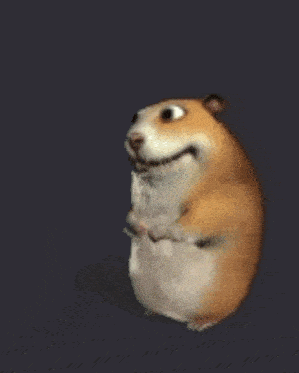a hamster is sitting on top of a white pillow and smiling .