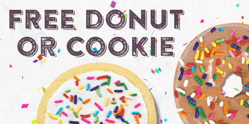 a donut with sprinkles next to a cookie with sprinkles