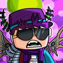 a cartoon character wearing sunglasses and a hat with a green ball on top