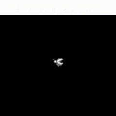 a black background with a white border and a few white dots