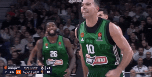 a basketball player wearing a green jersey with the number 10