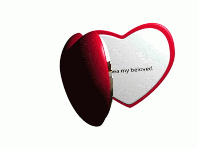 a heart shaped mirror with a picture of a cowboy and the words law pea my beloved on it