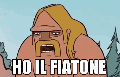 a cartoon of a man with a mustache and the words ho il fiatone on the bottom