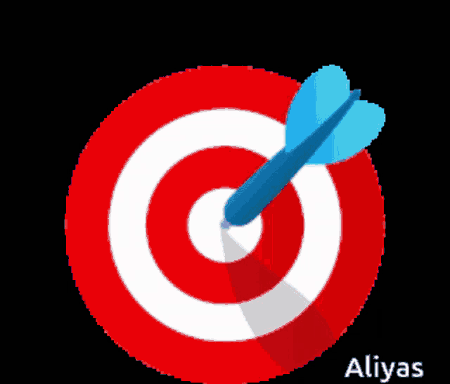 a dart is hitting the center of a target and the name aliyas is below it