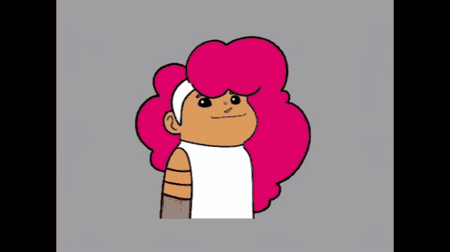 a cartoon of a girl with pink hair