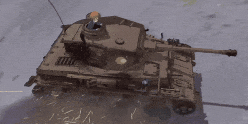 a cartoon drawing of a tank on a snowy road