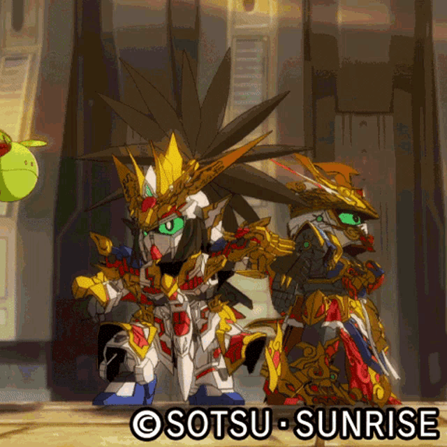 a cartoon drawing of a robot with the words osotsu sunrise on the bottom