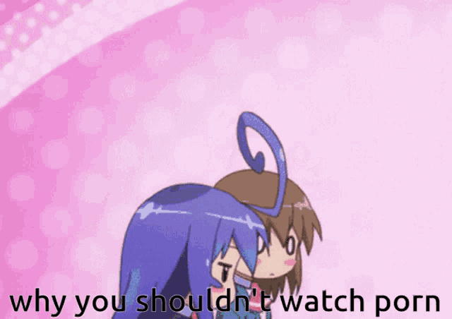 why you shouldn 't watch porn is written on a pink background with cartoon characters