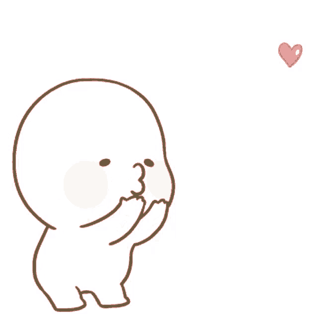 a cartoon of a person blowing pink hearts out of their mouth