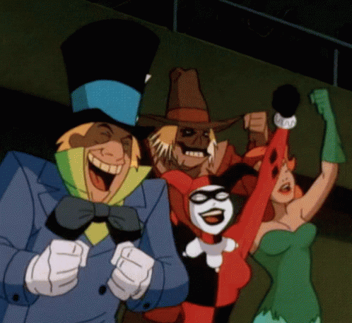 Batman Animated Cheer GIF - Batman Animated Cheer Villains GIFs