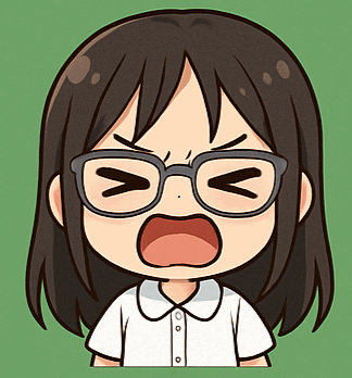 a cartoon drawing of a girl wearing glasses with an angry expression