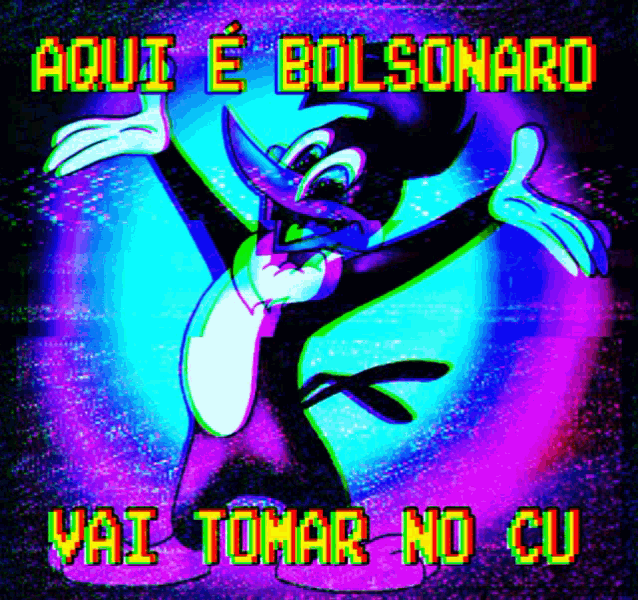 a cartoon of woody woodpecker with the words aqui e bolsonaro vai tomar no cu