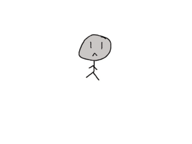 a drawing of a stick figure with a face on it