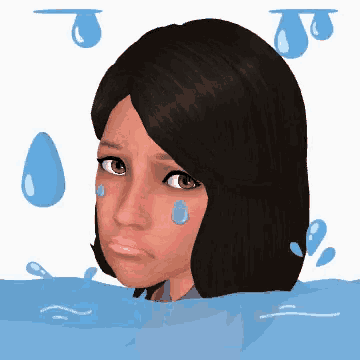 a cartoon of a woman with tears on her face