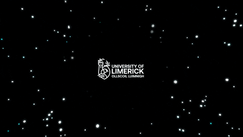 a logo for the university of limerick with a lot of lights coming out of it