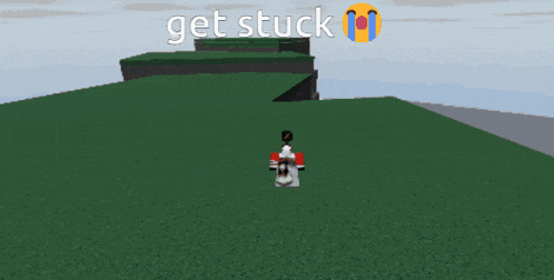a screenshot of a video game with the words get stuck on the bottom