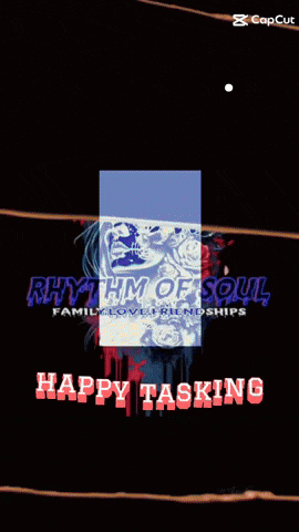 a picture of a woman with a skull on her head and the words happy tasking