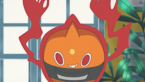 a cartoon character with a red hood and a yellow circle in the middle