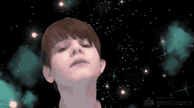 a computer generated image of a person looking up at the stars made with unscreen