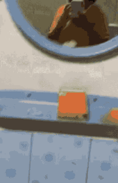 a blurry picture of a person taking a picture of themselves in a mirror