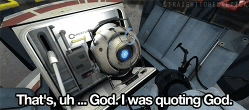 a screenshot of a video game with the words that 's uh god i was quoting god