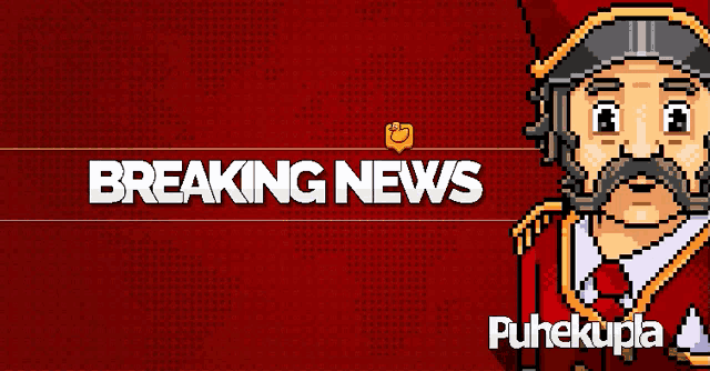 a pixel art of a man with the words breaking news