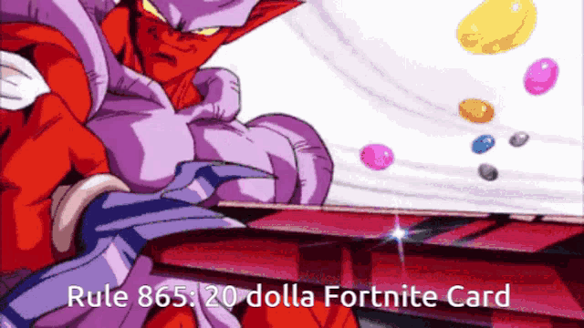 rule 865-20 dolla fortnite card is displayed in a cartoon