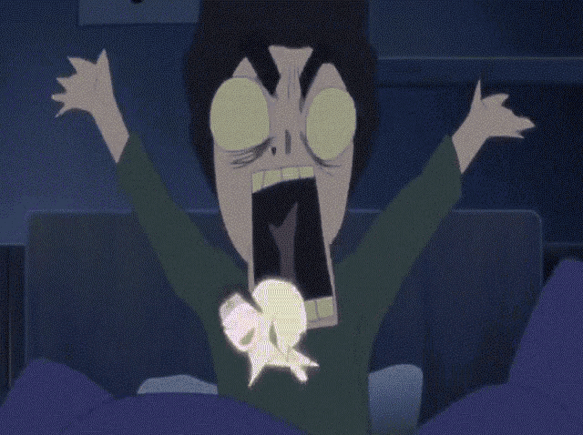 a cartoon drawing of a man with his mouth wide open