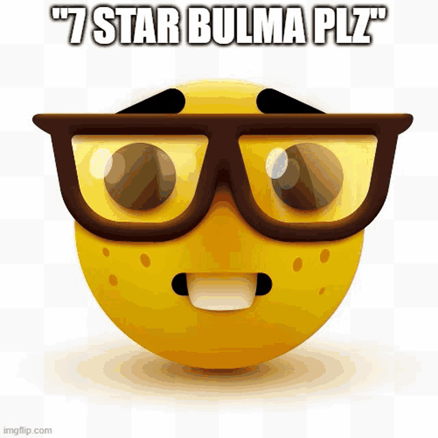 a cartoon smiley face with glasses and the words " 7 star bulma piz "