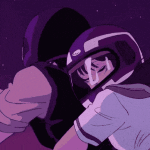 a person wearing a purple helmet with a bell logo