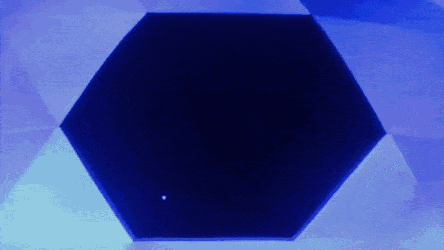 a blue hexagon with a white dot in the center