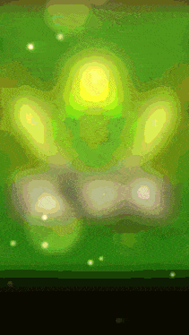 a green background with a yellow glowing object in the center