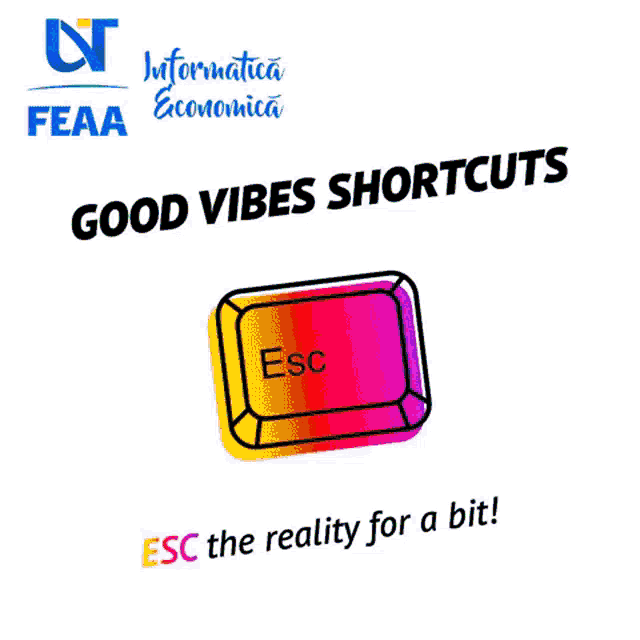 an advertisement for good vibes shortcuts with a esc key