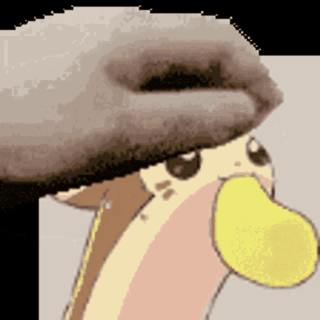 a pixel art drawing of a duck wearing a hat and a yellow beak
