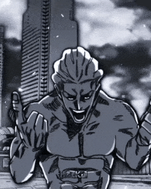 a black and white drawing of a man with a belt that says haiku