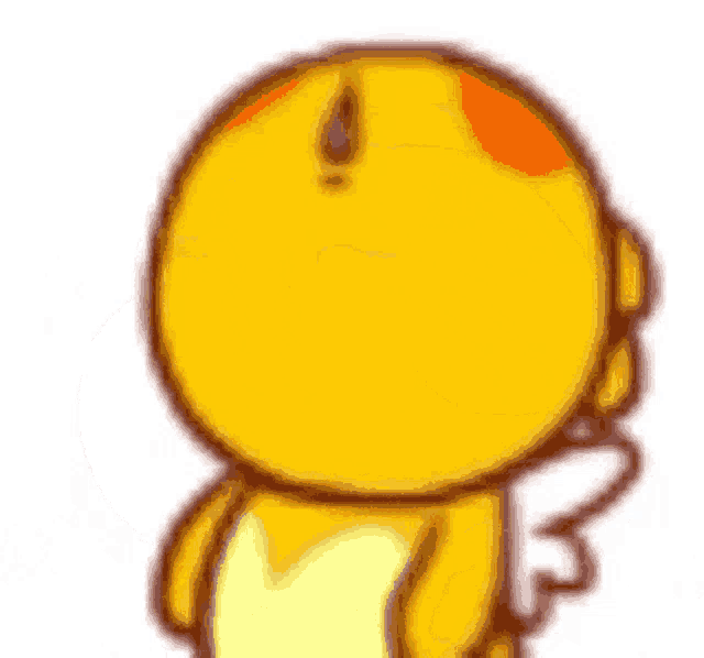a close up of a cartoon character with wings and a smile on its face .