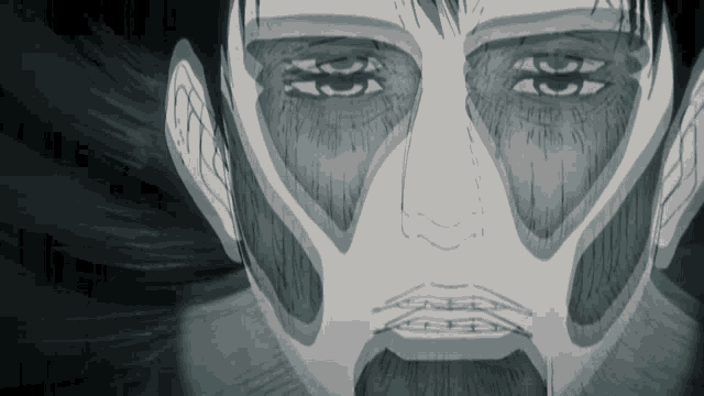 a close up of a drawing of a man 's face with huge eyes