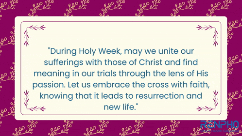a holy week greeting card with a quote on it