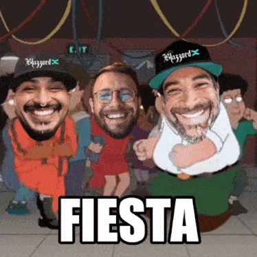 a group of men are dancing and the word fiesta is on the bottom right