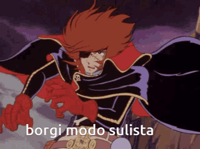 a cartoon character with the words " borgi modo sulista " on the bottom right