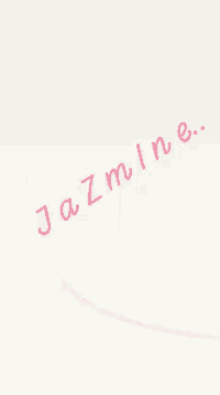 the word jazmine is written on a white surface