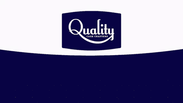 a quality cage crafters logo on a blue and gray background
