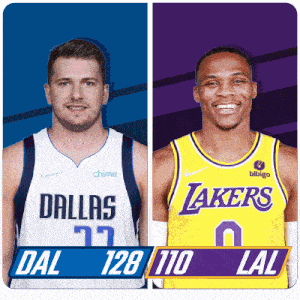 two basketball players from dallas and los angeles are shown