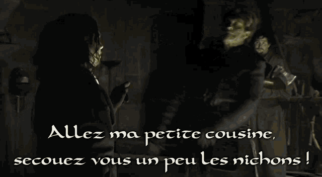 a man holding a light saber with the words allez ma petite cusine