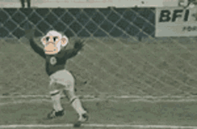 a monkey with a mask on its face is playing baseball
