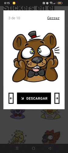 a screenshot of a sticker app shows a bear with a top hat on