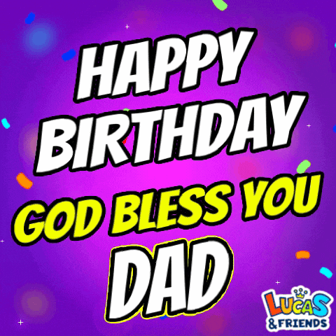 a purple background with the words happy birthday god bless you dad in white letters
