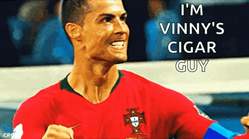 a soccer player with the words i 'm vinny 's cigar guy